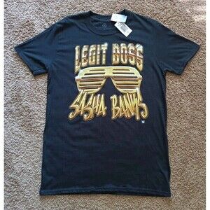 Sasha Banks T-Shirt Men's Medium WWE Wrestling Graphic Black Short Sleeve NWT